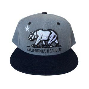 California Republic State Bear Flag Black Gray Snap Back Cap Whang Clothing